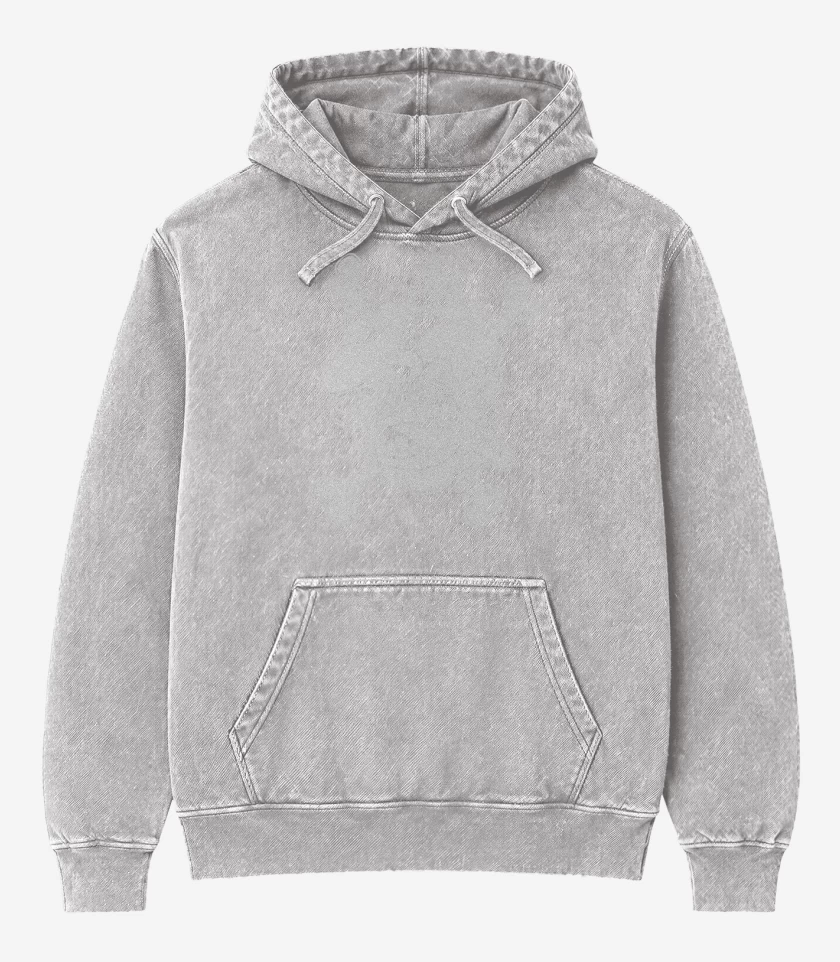 Poleron Canguro Acid Wash Gris Melange de Deformed Face