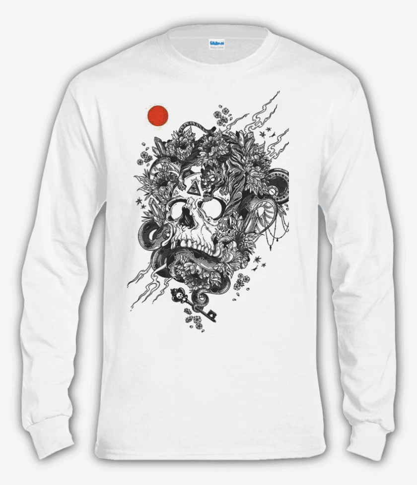 Polera manga larga Blanco de Skull tiger