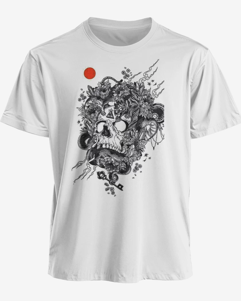 Polera premium Blanco de Skull tiger