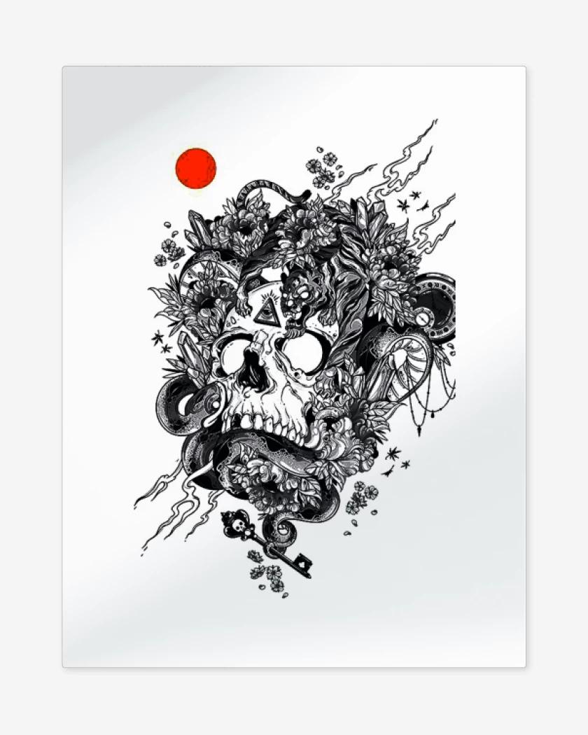 Print metalico Blanco de Skull tiger