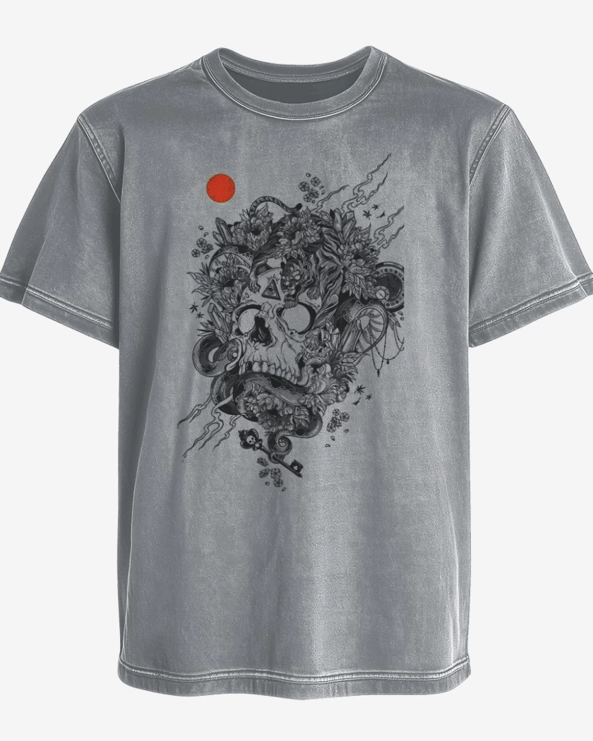 Polera desgastada Gris Melange de Skull tiger