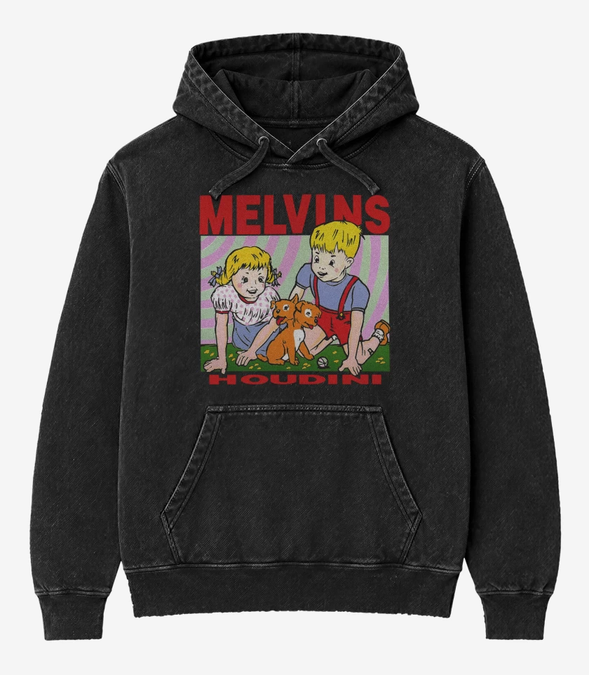 Poleron Canguro Acid Wash Negro de Melvins Houdini