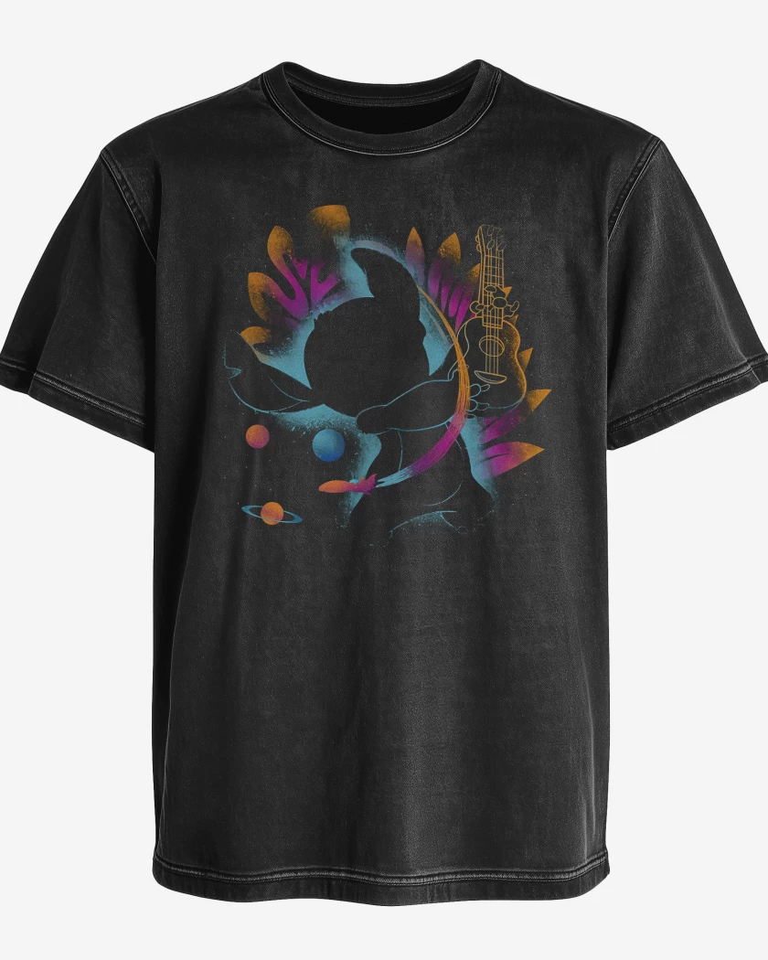 Polera desgastada Negro de Guitar Stitch