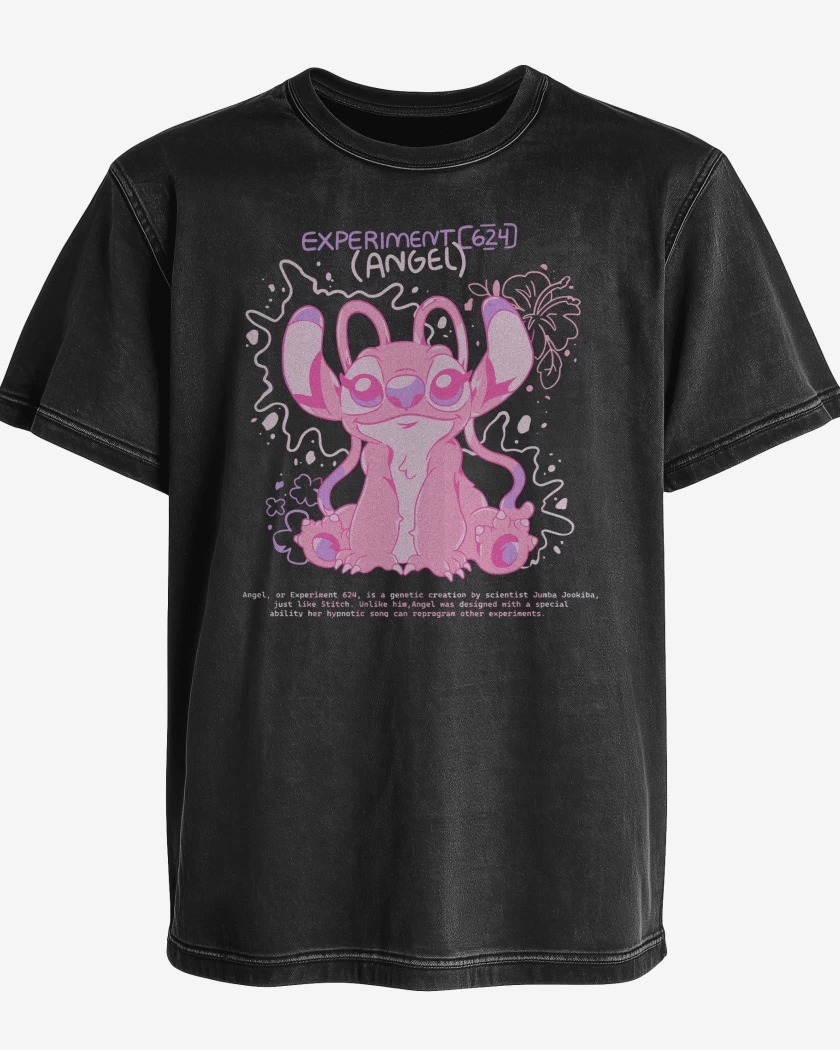 Polera desgastada Negro de Experimento 624