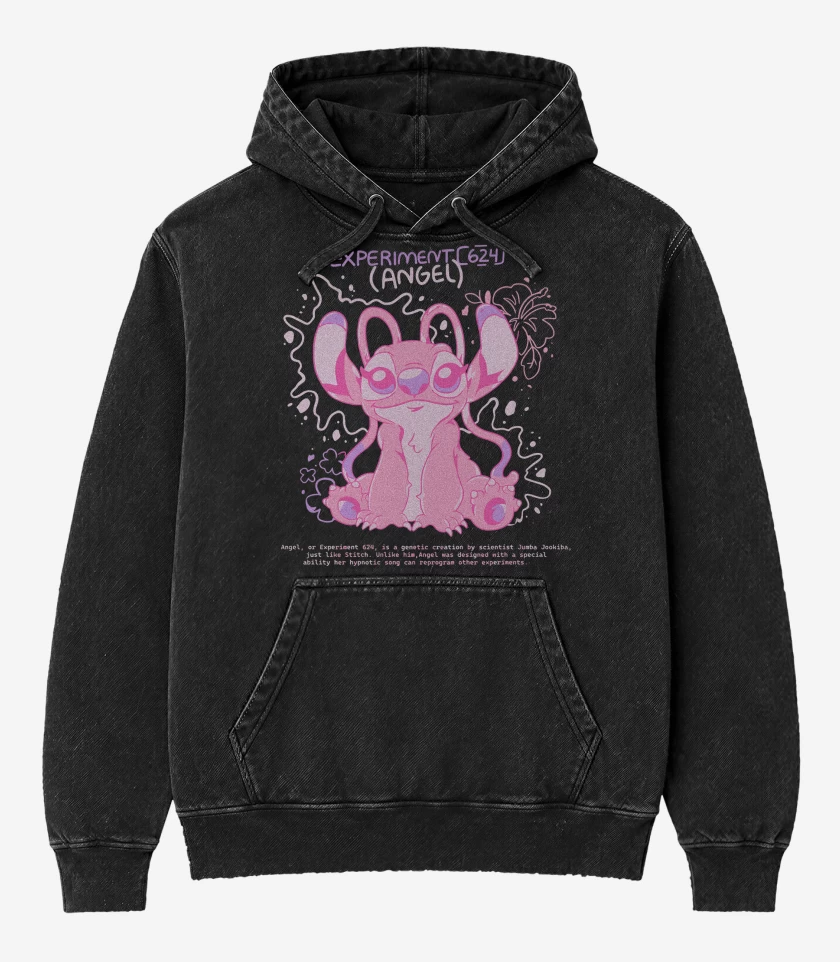 Poleron Canguro Acid Wash Negro de Experimento 624