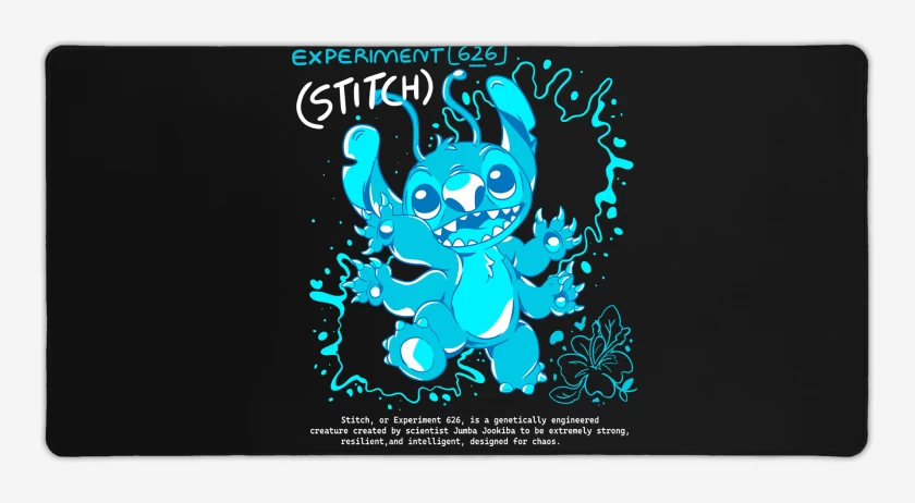 Mouse pad Gamer Negro de Experimento 626 Stitch