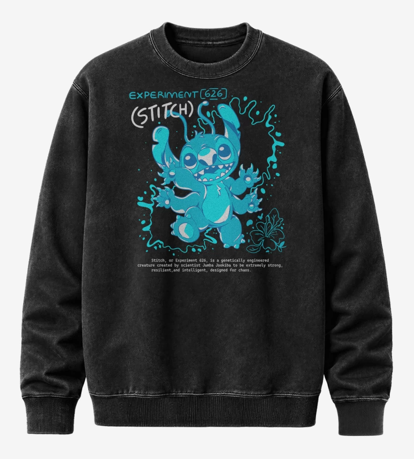 Poleron Polo Acid Wash Negro de Experimento 626 Stitch