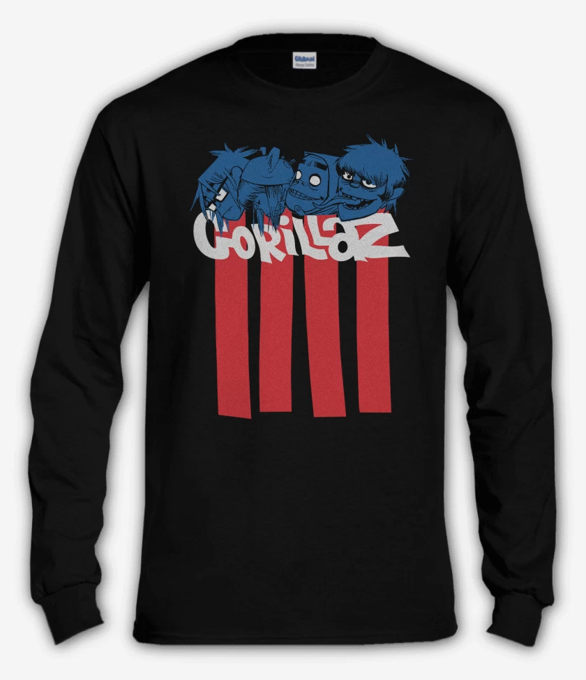 Polera manga larga Negro de Gorillaz Heads