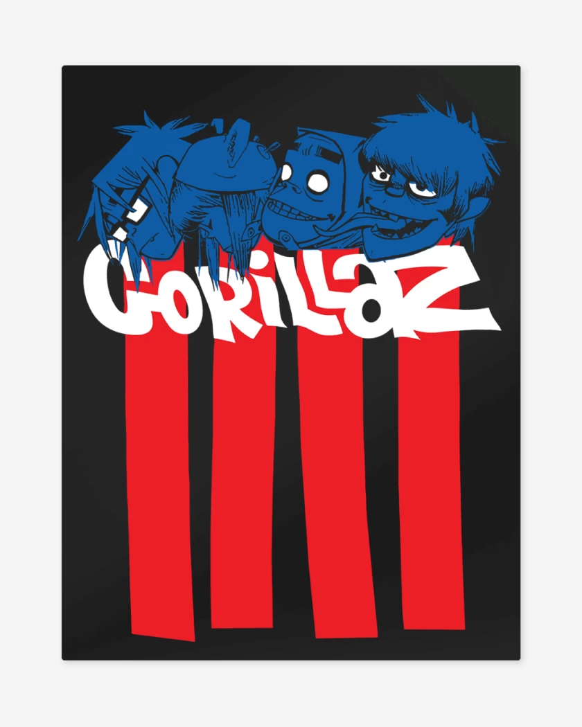 Print metalico Negro de Gorillaz Heads