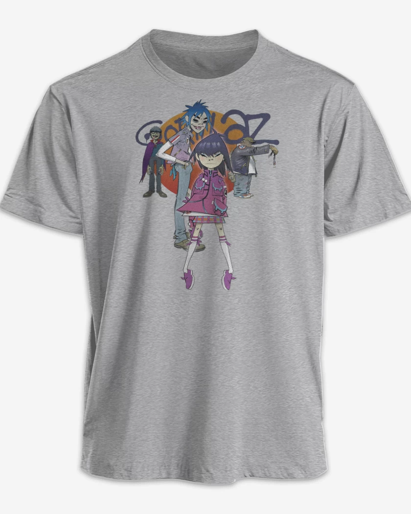 Polera premium Gris Melange de Gorillaz Banda