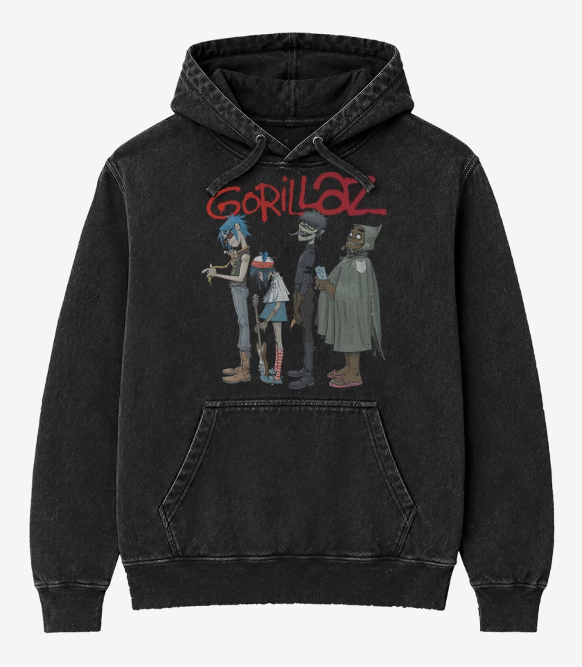 Poleron Canguro Acid Wash Negro de Gorillaz Fila