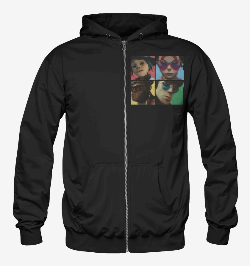 Poleron Canguro con cierre Negro de Gorillaz Humanz