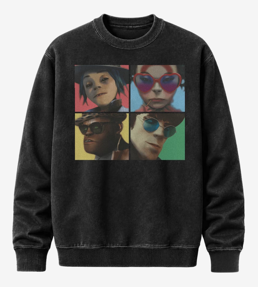 Poleron Polo Acid Wash Negro de Gorillaz Humanz