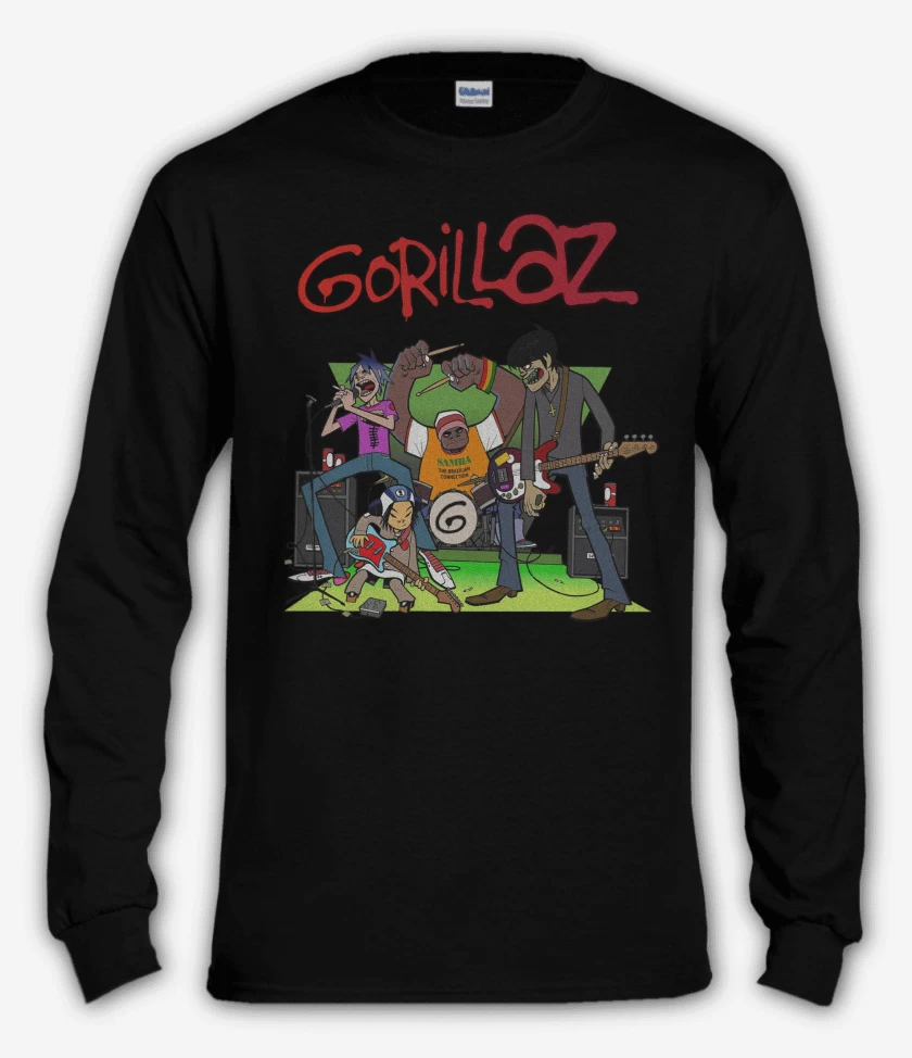 Polera manga larga Negro de Gorillaz Band