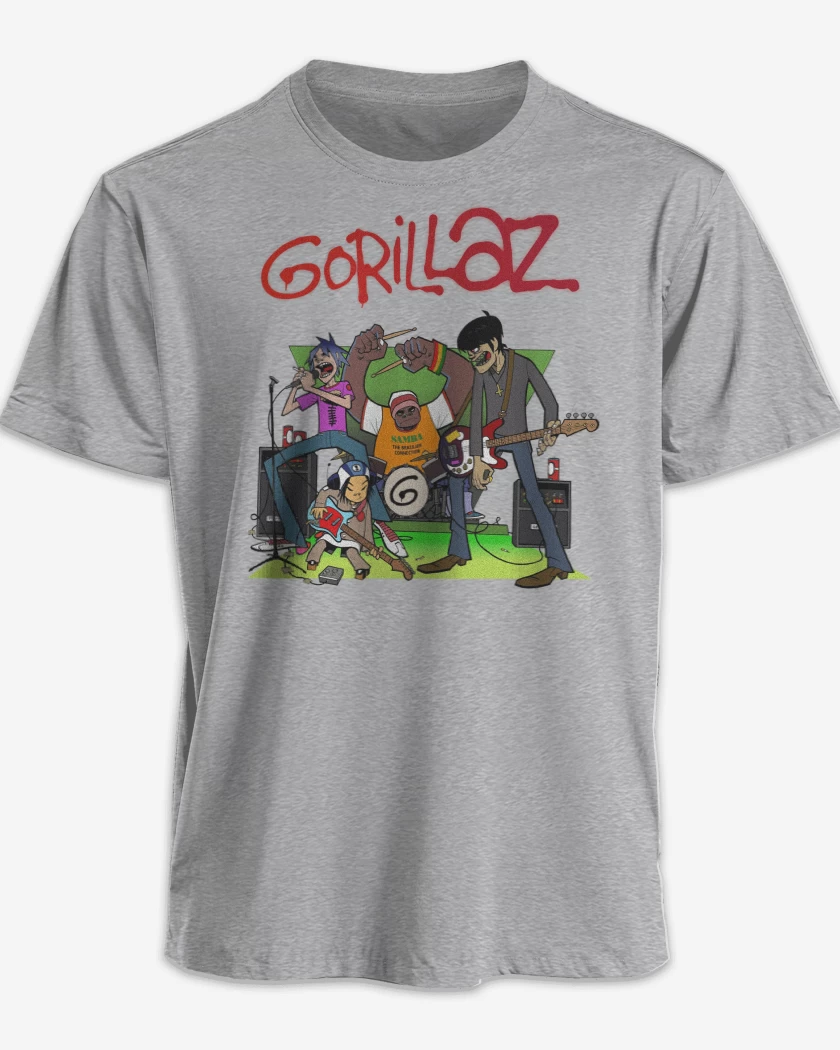 Polera premium Gris Melange de Gorillaz Band