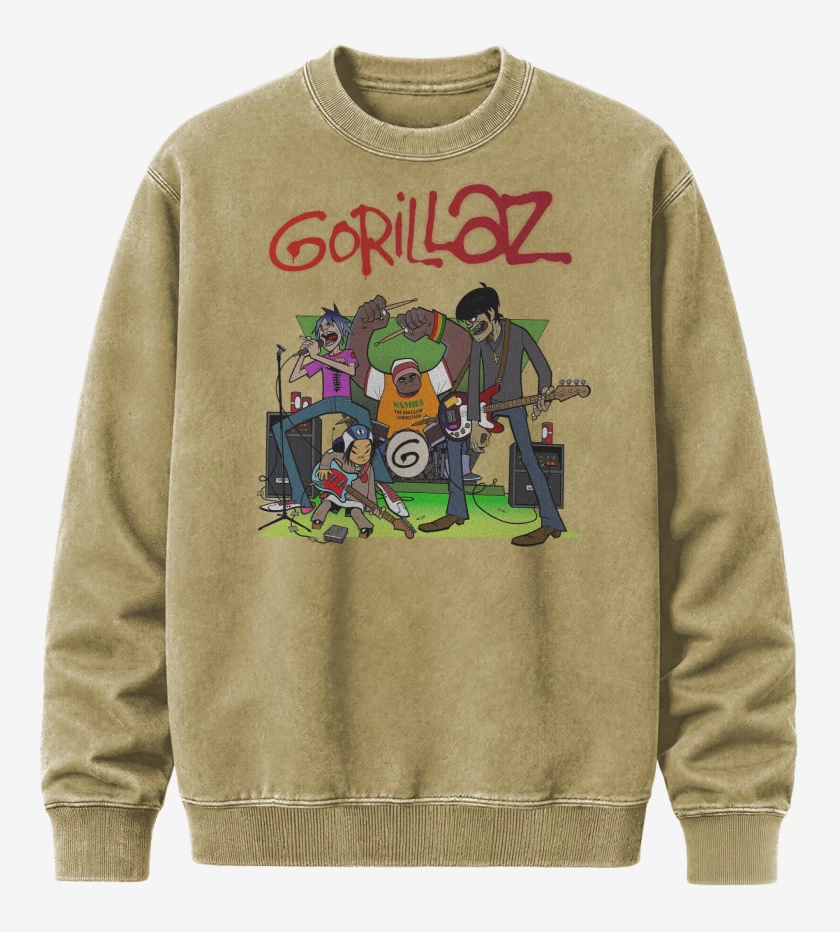 Poleron Polo Acid Wash Beige de Gorillaz Band