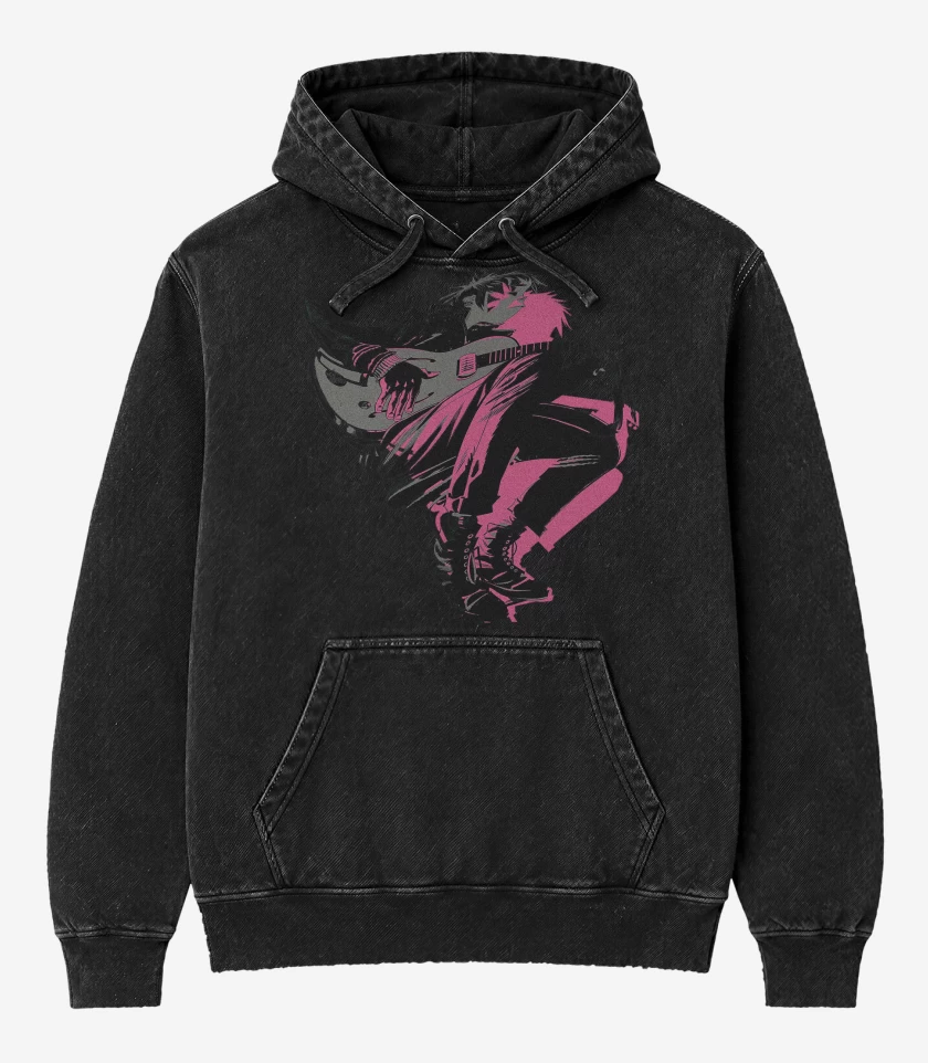 Poleron Canguro Acid Wash Negro de Gorillaz The Now Now