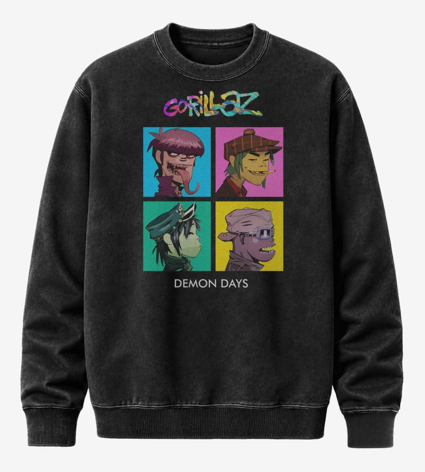 Poleron Polo Acid Wash Negro de Gorillaz Demon