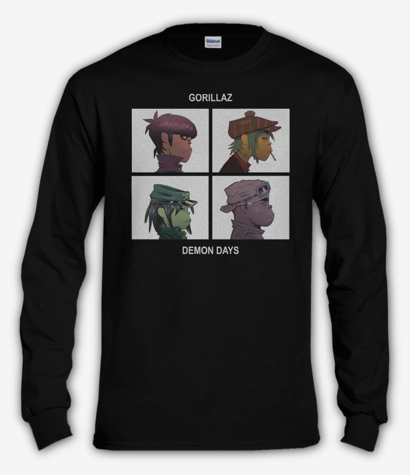 Polera manga larga Negro de Gorillaz Demon Days
