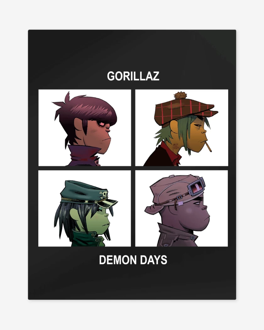 Print metalico Negro de Gorillaz Demon Days