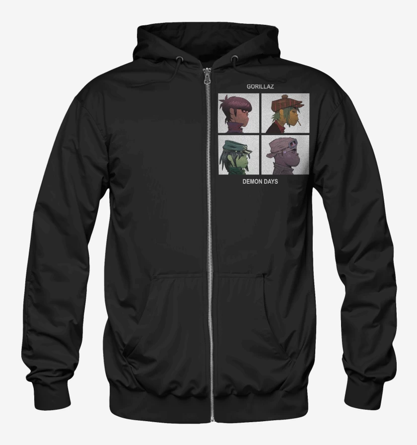 Poleron Canguro con cierre Negro de Gorillaz Demon Days