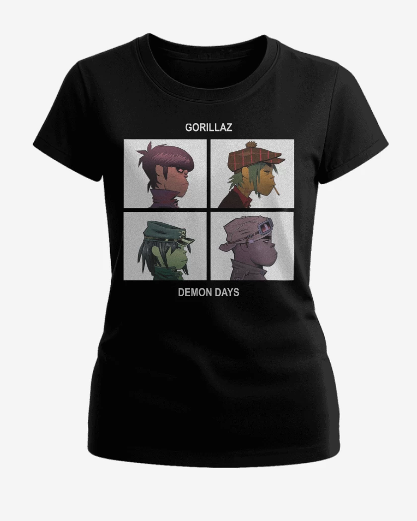 Polera de Mujer Negro de Gorillaz Demon Days