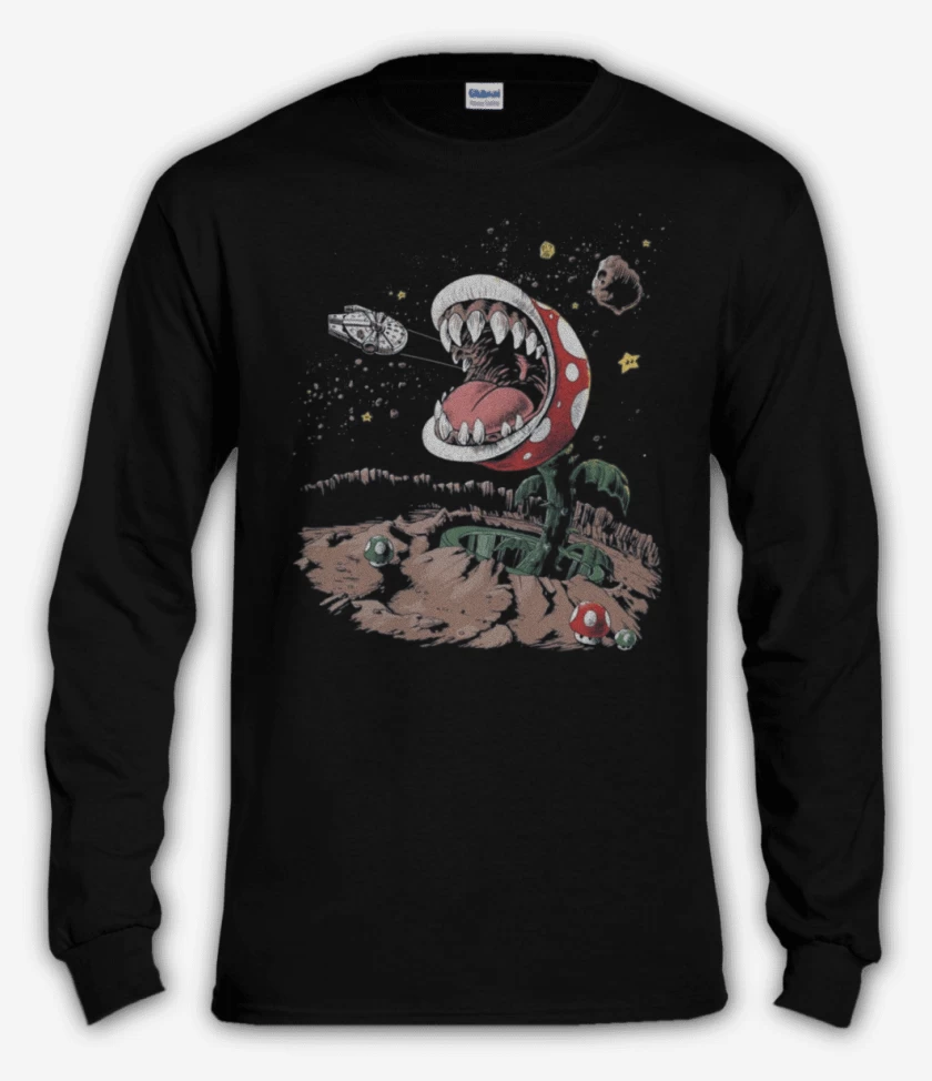 Polera manga larga Negro de Super bigote Wars