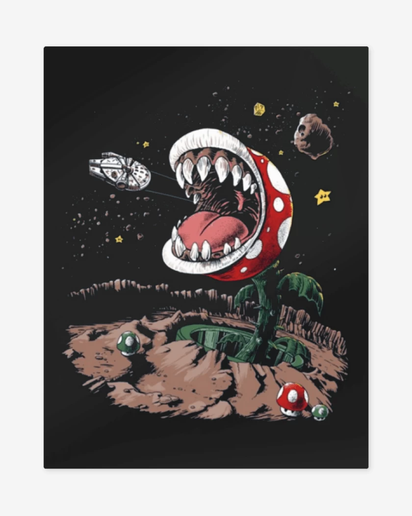 Print metalico Negro de Super bigote Wars