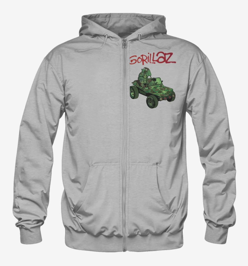 Poleron Canguro con cierre Gris Melange de Gorillaz Gorillaz 