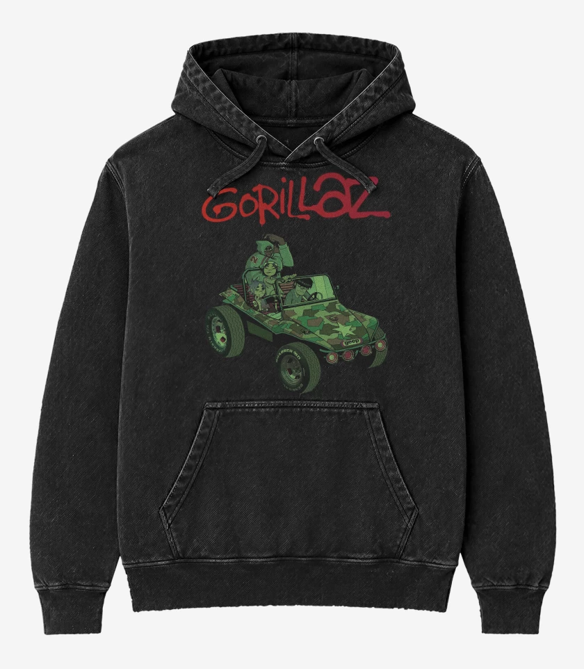 Poleron Canguro Acid Wash Negro de Gorillaz Gorillaz 