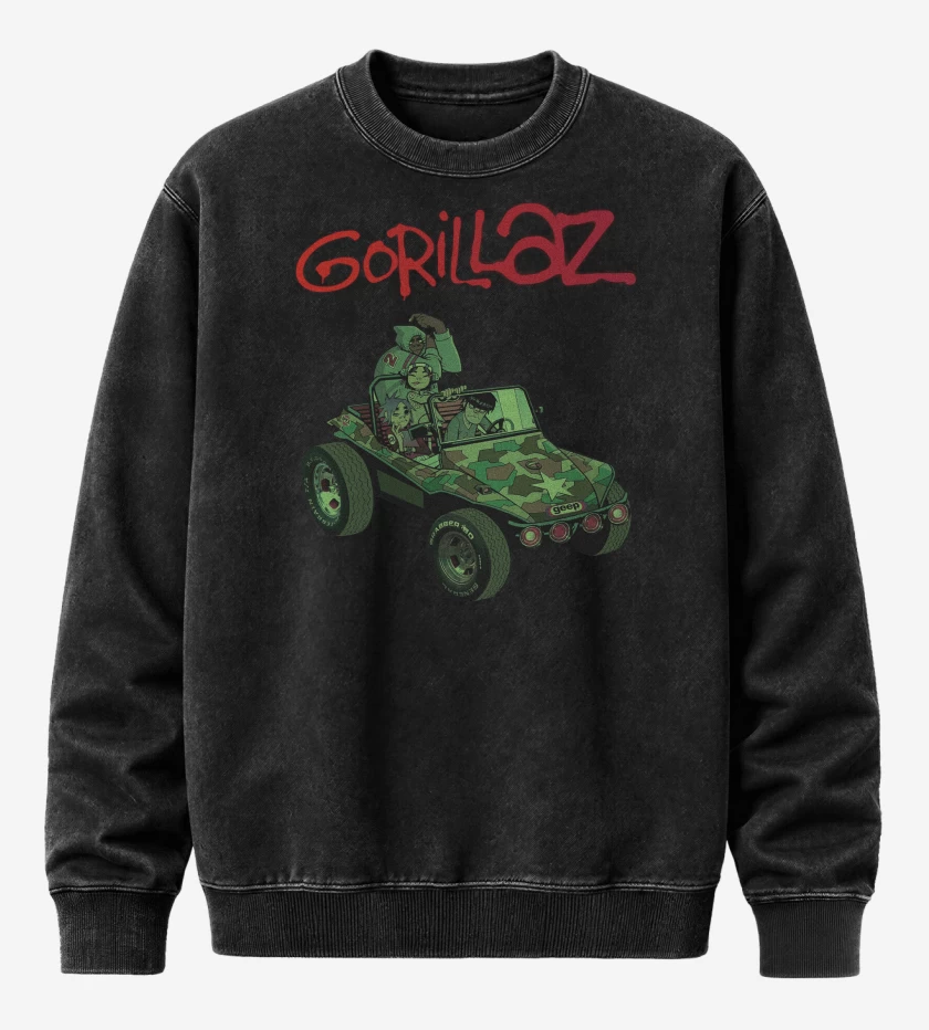Poleron Polo Acid Wash Negro de Gorillaz Gorillaz 