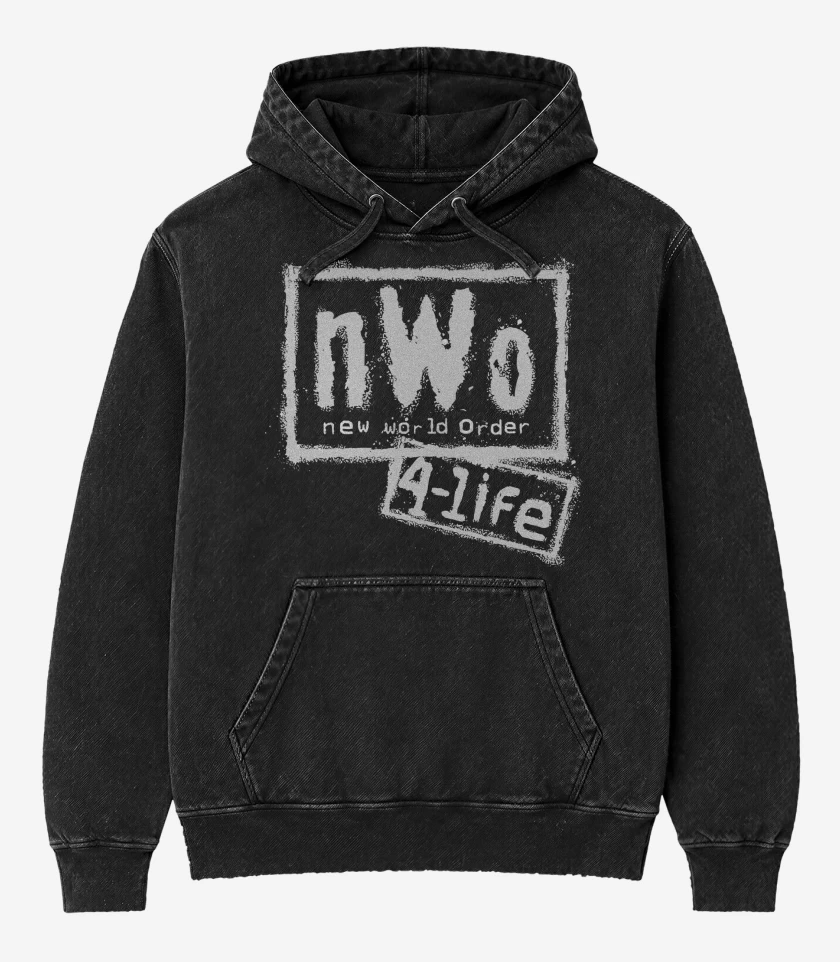 Poleron Canguro Acid Wash Negro de New World Order 4 LIFE