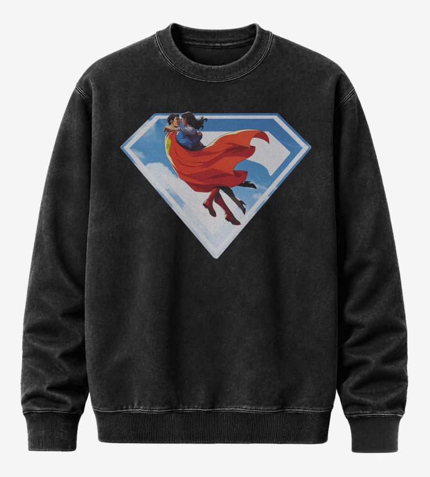 Poleron Polo Acid Wash Negro de Superman Lois & Clark