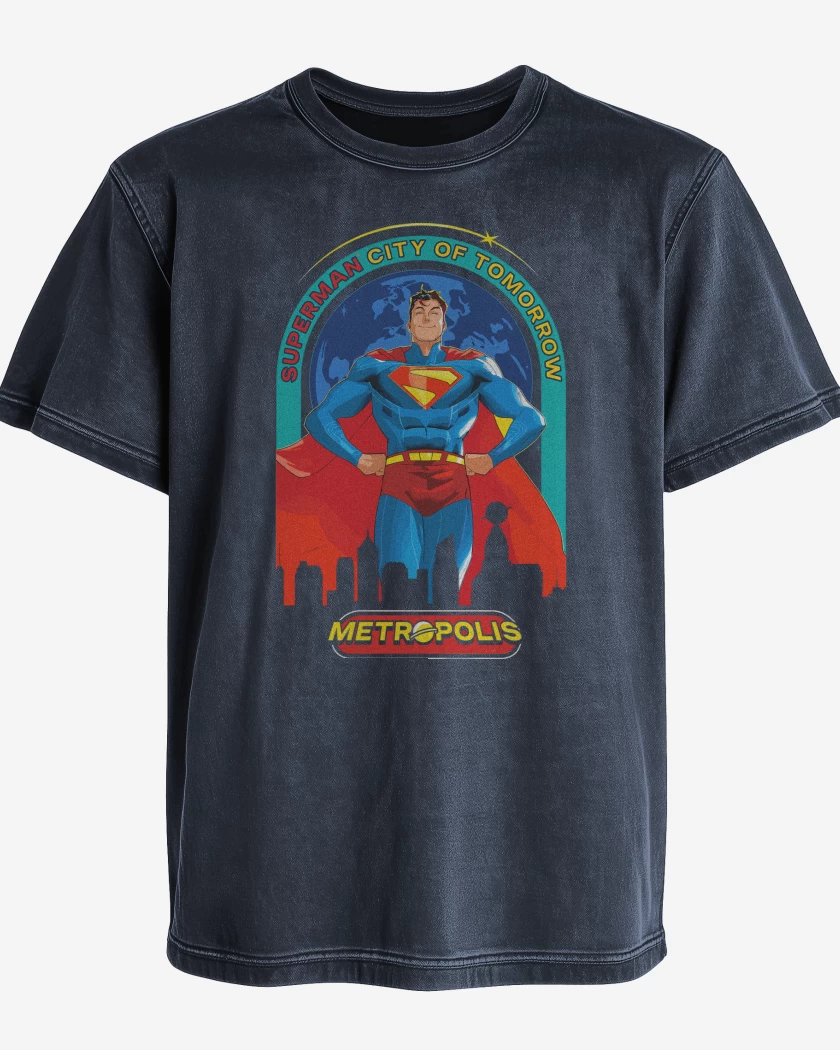Polera desgastada Azul Marino de New Superman