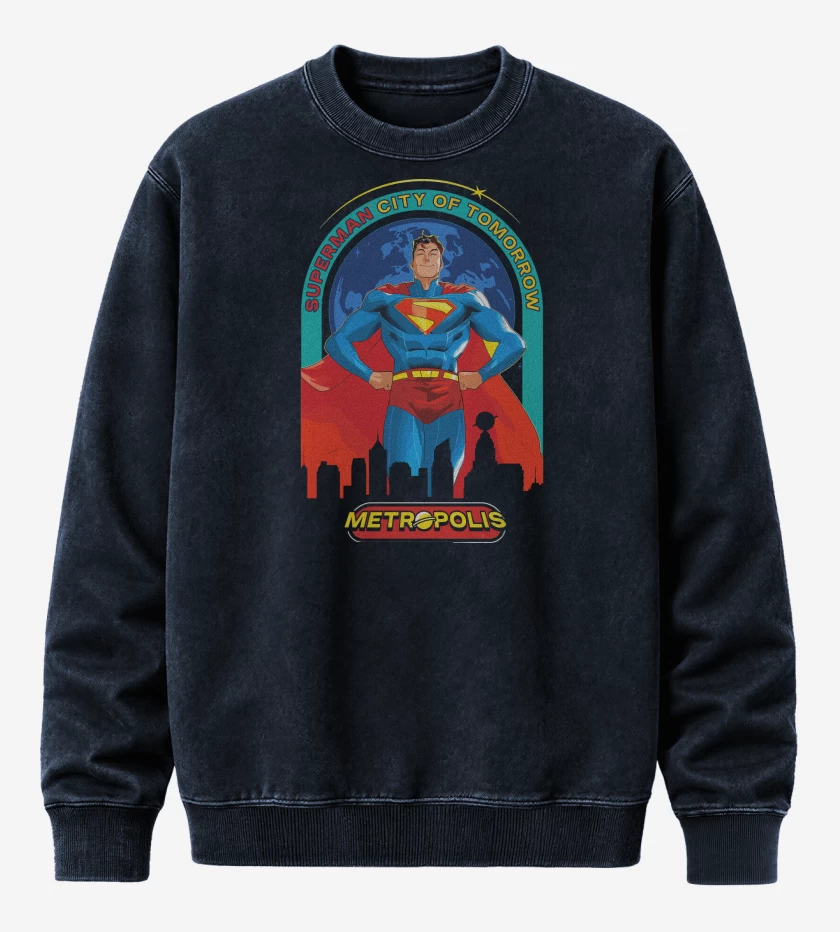Poleron Polo Acid Wash Azul Marino de New Superman
