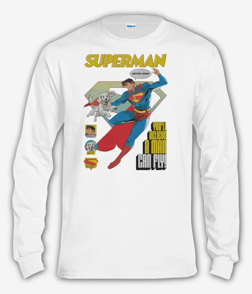 Polera manga larga Blanco de Superman & Krypto
