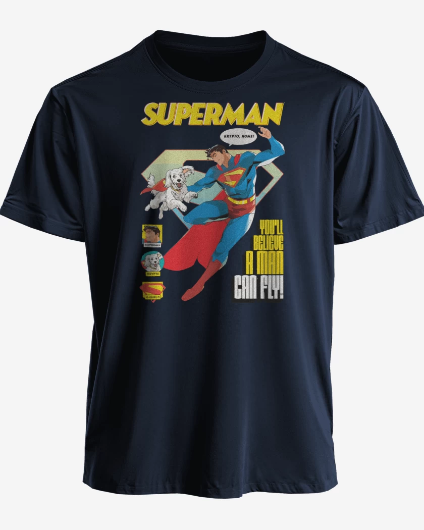 Polera premium Azul Marino de Superman & Krypto