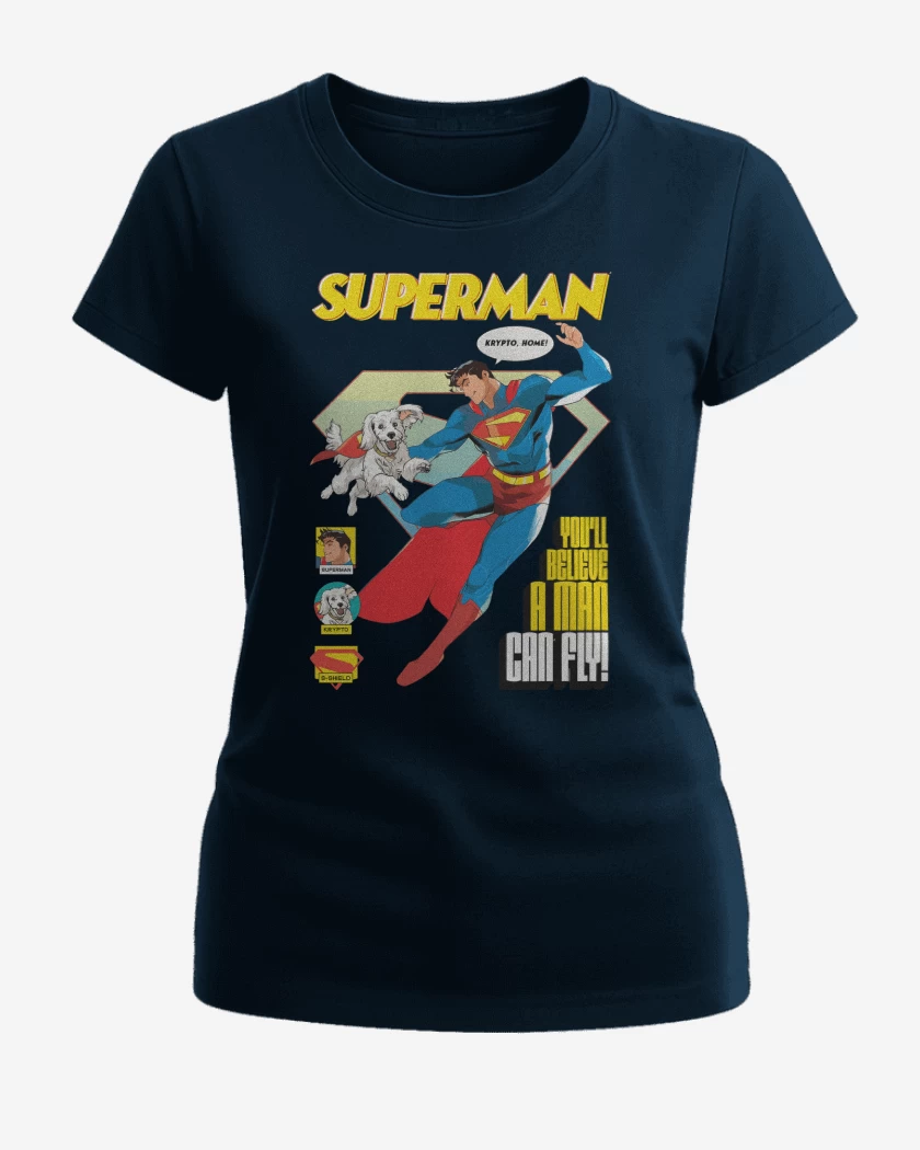 Polera de Mujer Azul Marino de Superman & Krypto