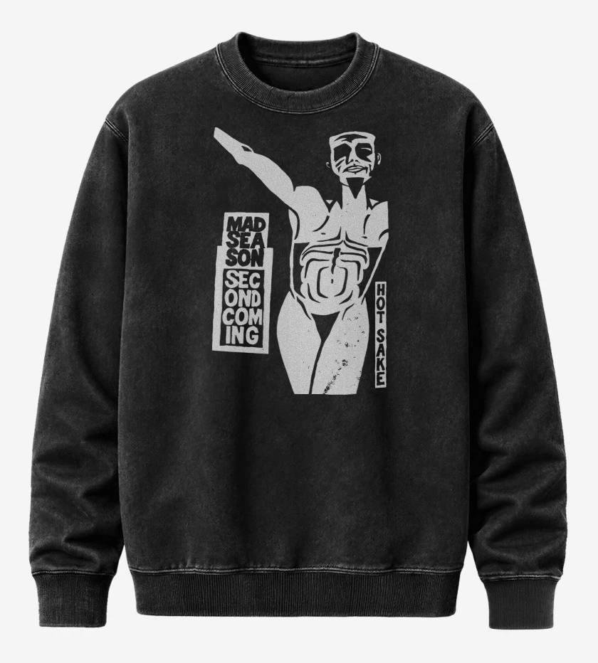 Poleron Polo Acid Wash Negro de Mad Season Hot Sake