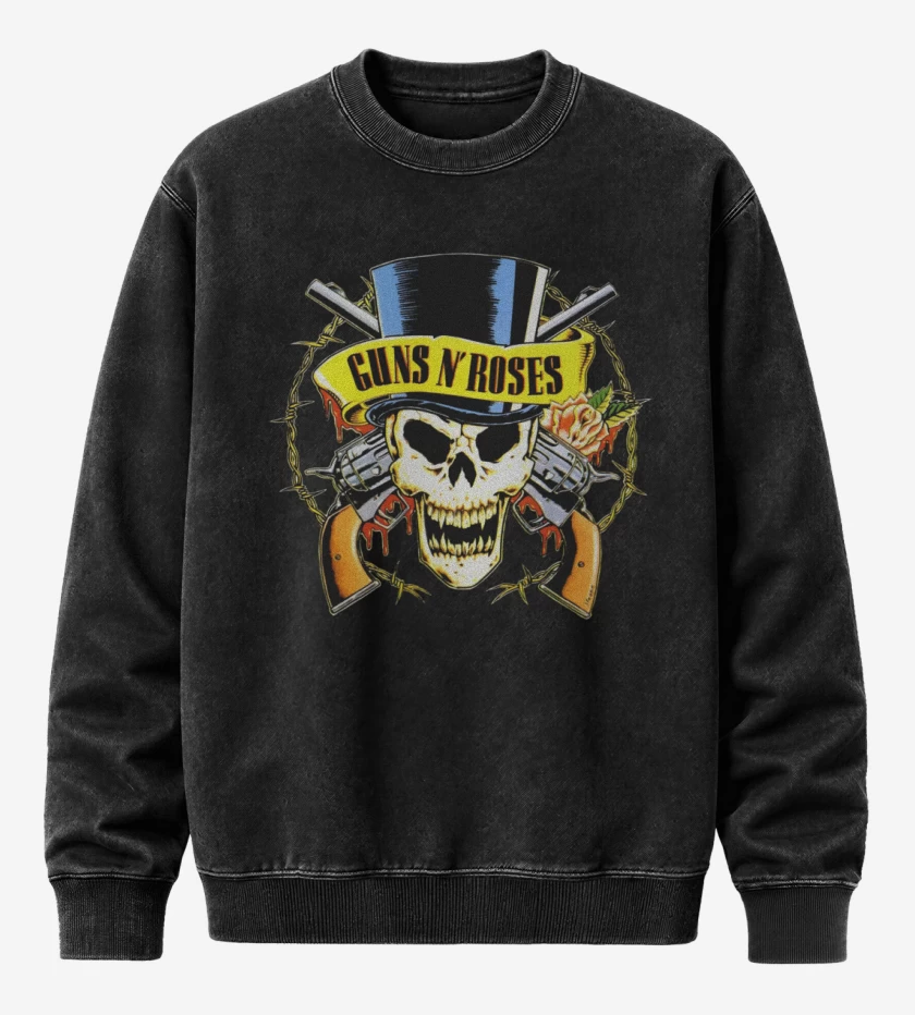 Poleron Polo Acid Wash Negro de Guns full color 2