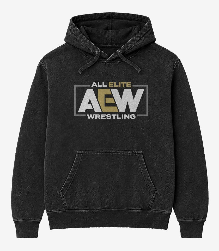 Poleron Canguro Acid Wash Negro de AEW 