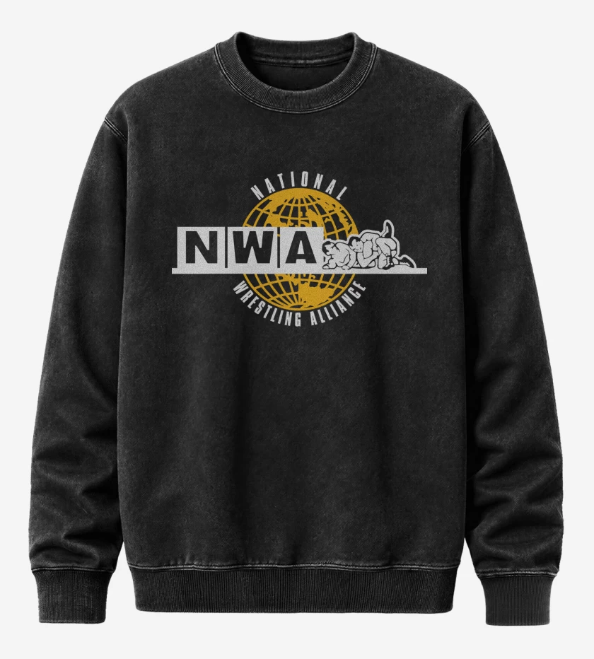 Poleron Polo Acid Wash Negro de National Wrestling Alliance
