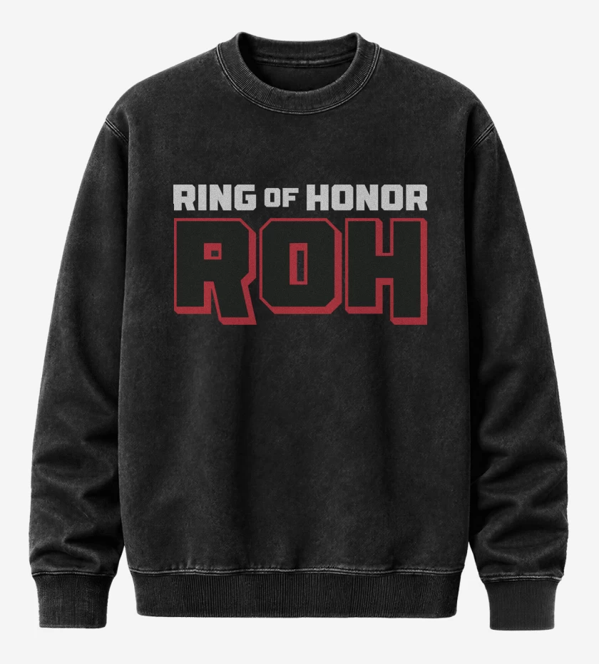 Poleron Polo Acid Wash Negro de ROH Wrestling