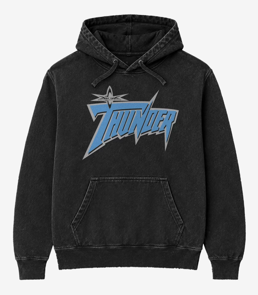 Poleron Canguro Acid Wash Negro de WCW Thunder