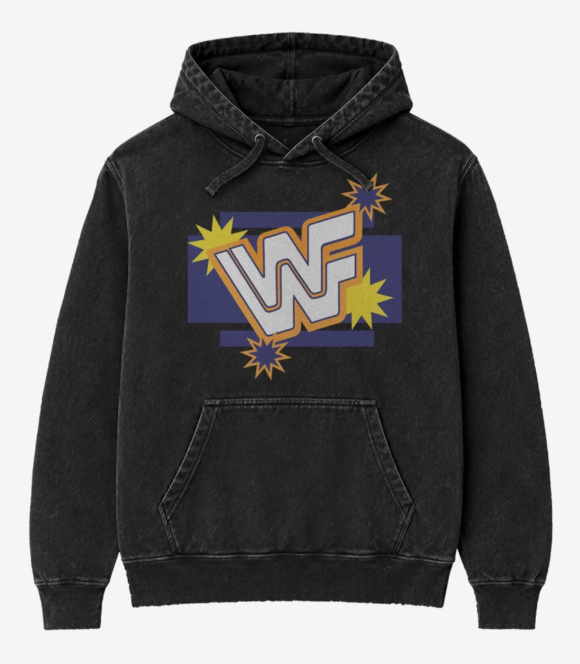 Poleron Canguro Acid Wash Negro de World Wrestling Federation New Era
