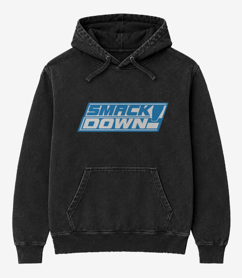 Poleron Canguro Acid Wash Negro de WWE Smackdown