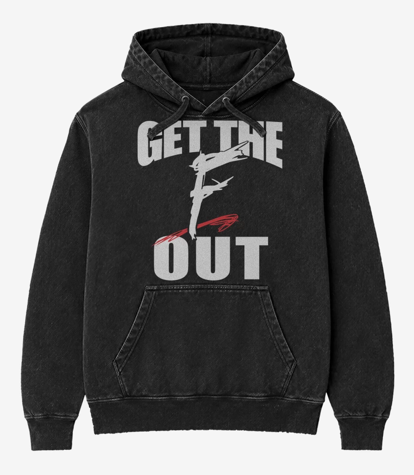 Poleron Canguro Acid Wash Negro de WWE Get The F Out