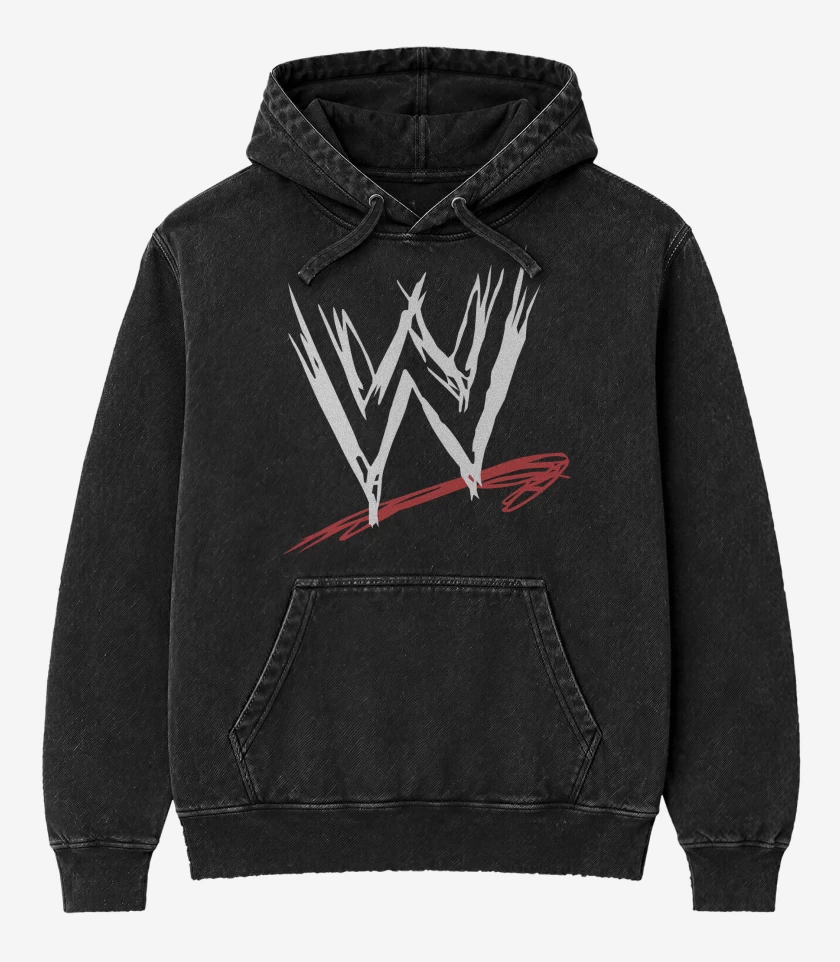 Poleron Canguro Acid Wash Negro de WWE 