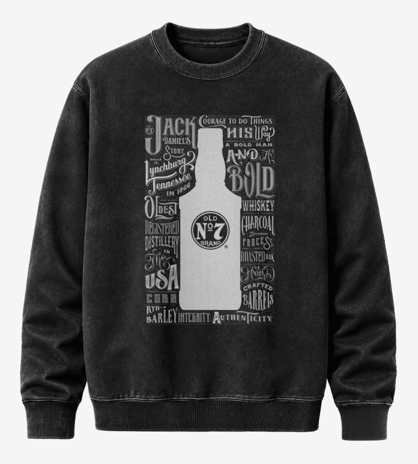 Poleron Polo Acid Wash Negro de Jack daniels n 7