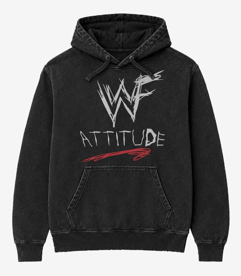 Poleron Canguro Acid Wash Negro de WWF Attitude Era